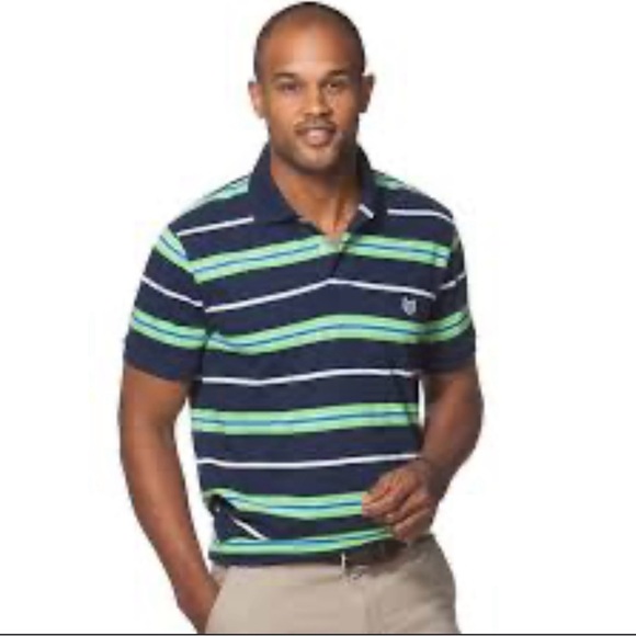 Chaps Blue and Green Polo Shirt with Classic Stripes - Picture 1 of 5